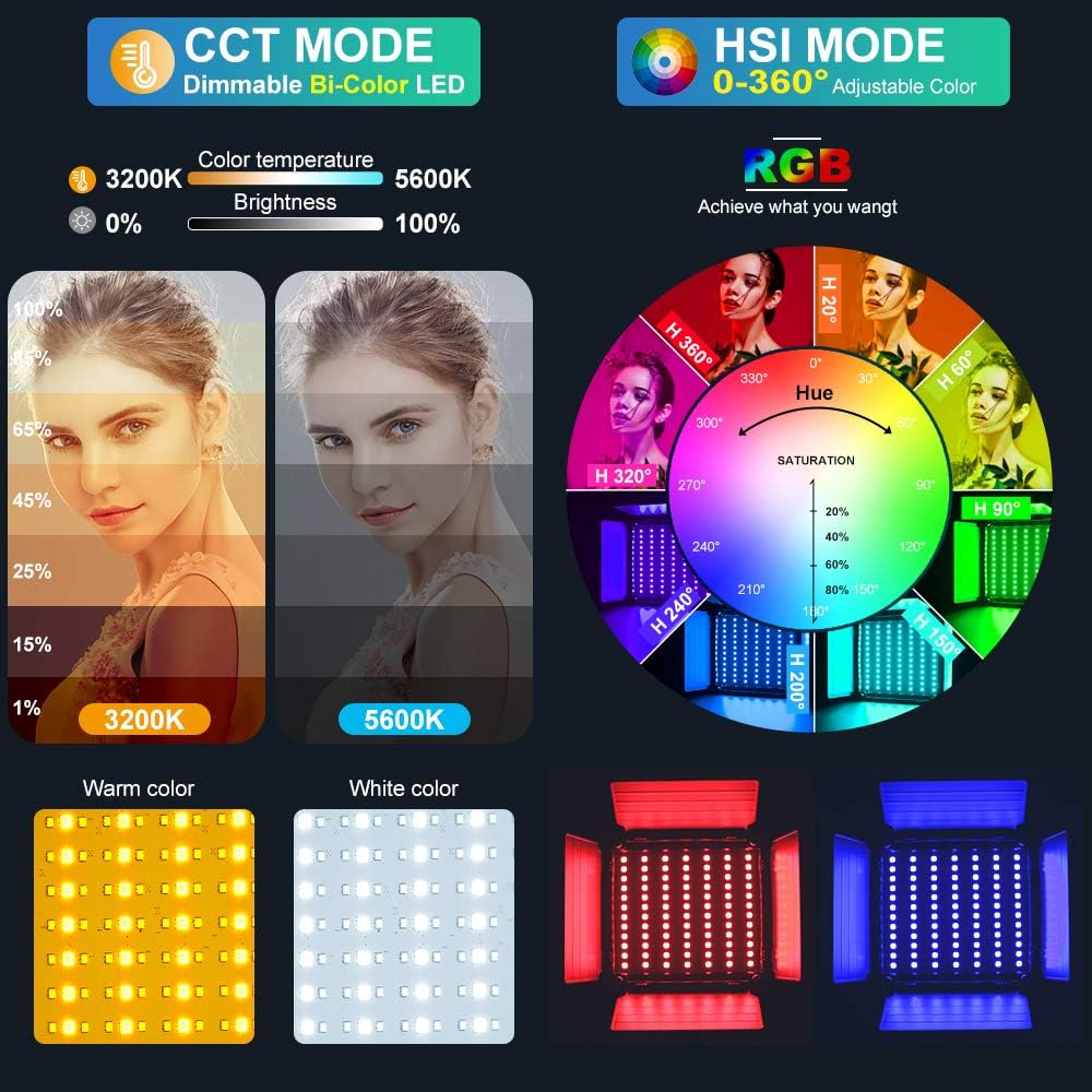 Panneau lumineux LED RVB avec  - Photography Video Lighting Kit avis et prix