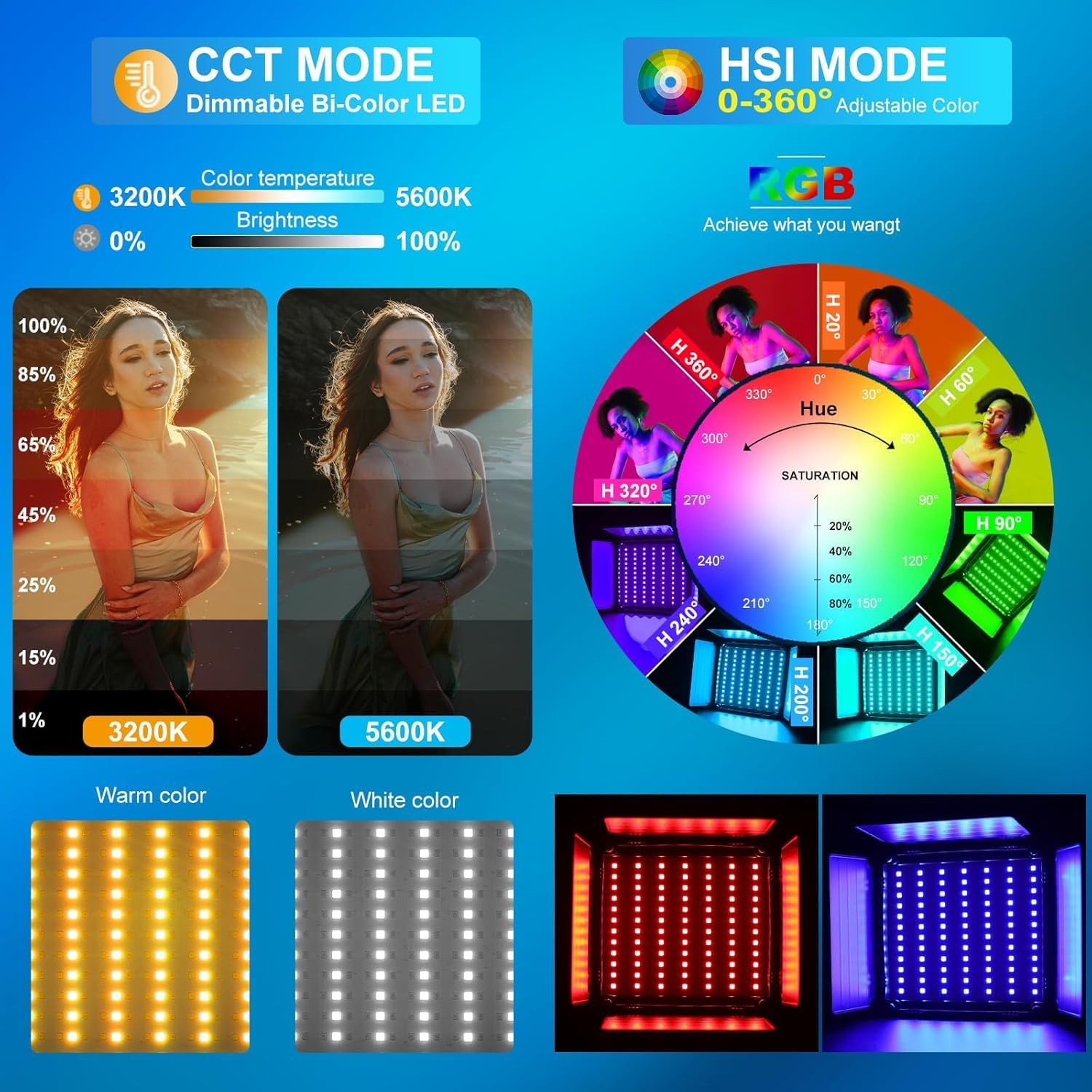 Kit d'éclairage vidéo LED RGB, - Photography Video Lighting Kit avis et prix